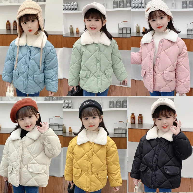 ZOETOPKID Winter Children Warm Cotton Jackets Rabbit Fur Collar Coats Baby Short Quilted Jacket Kids Clothes Girl Boy Outerwear