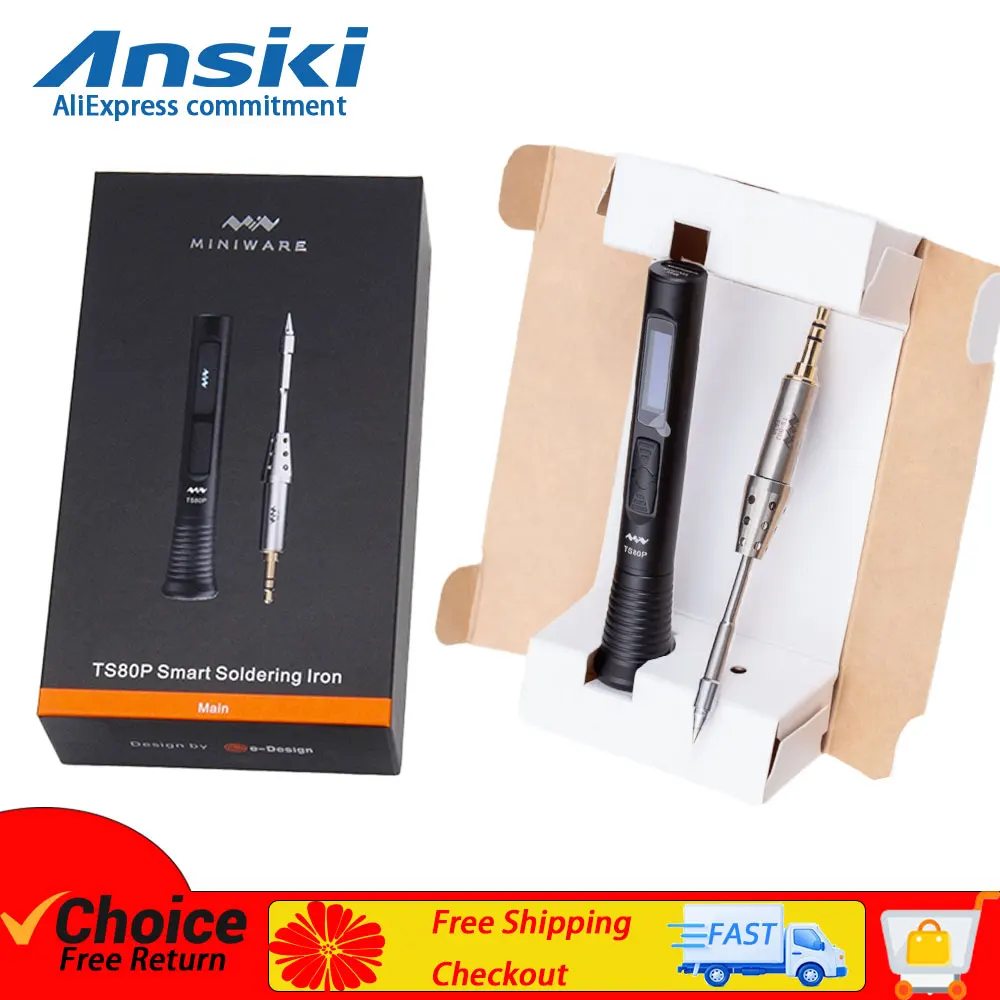 

MINIWARE TS80P Smart Soldering Iron Type-C OLED Screen Adjustable Temperature CNC Aluminum Alloy Casing TS1C Tips Series