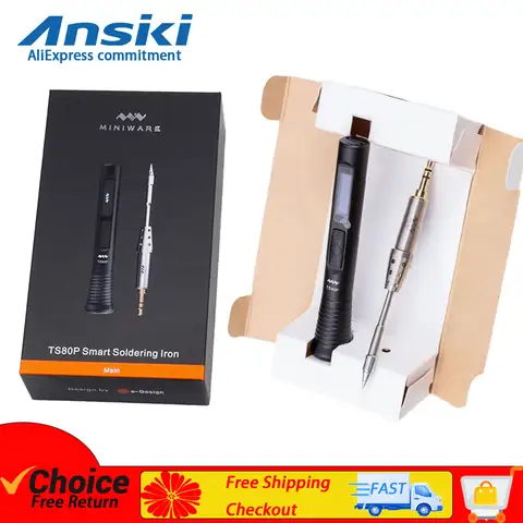 MINIWARE TS80P Saldatore intelligente Tipo-C Schermo OLED Temperatura regolabile Involucro in lega di alluminio CNC Serie di punte TS1C