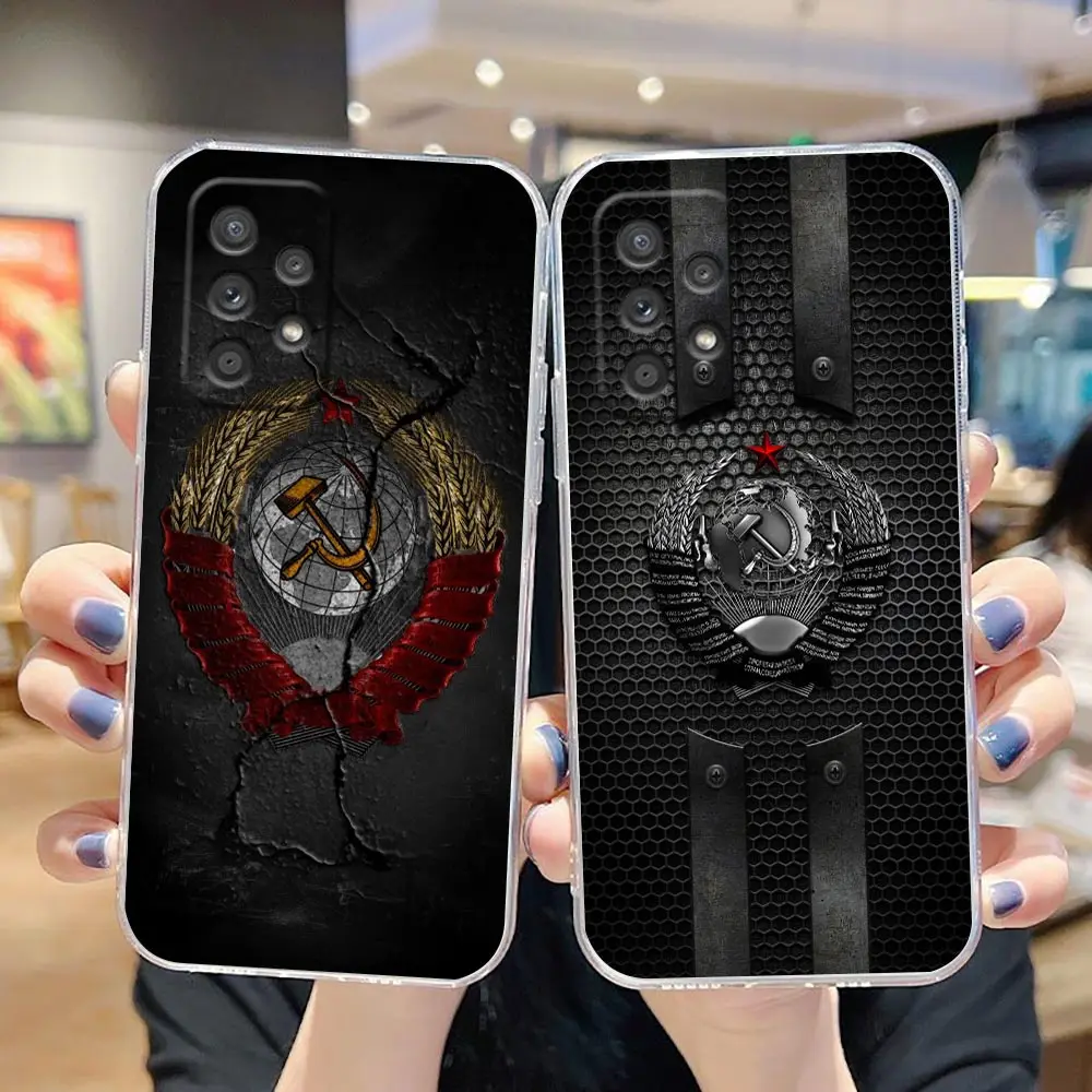 Clear Phone Case For Samsung A13 A20 A20S A21S A22 A23 A31 A32 A42 A51 A52 A53 4G 5G Case CCCP Two-Headed Eagle Flag Of Russia