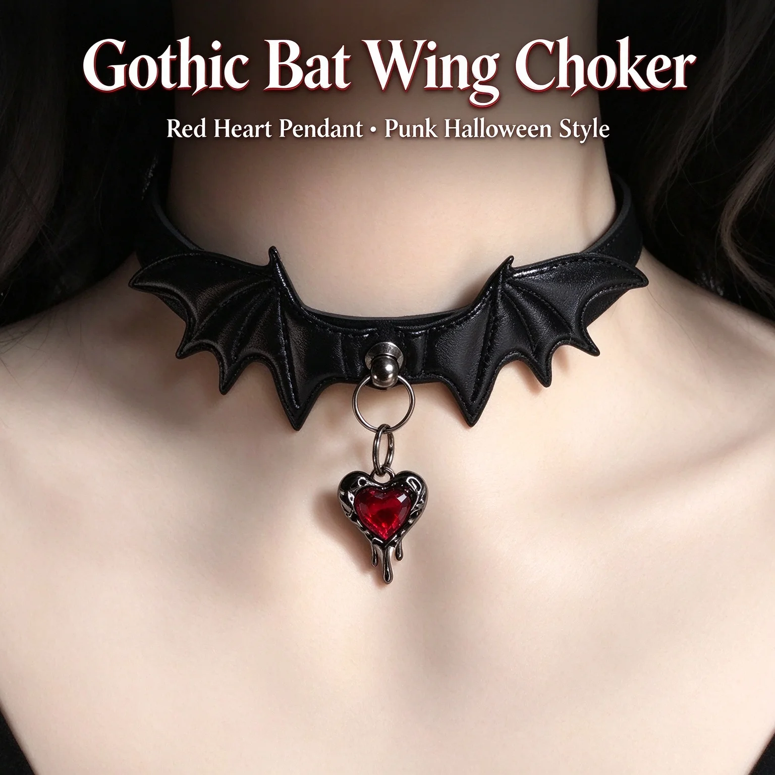 Lolita Sweet Cool Dark Style Devil Wing Cross Pendant PU Leather Choker for Women, Gothic Halloween Punk Cosplay Neck Jewelry Ac