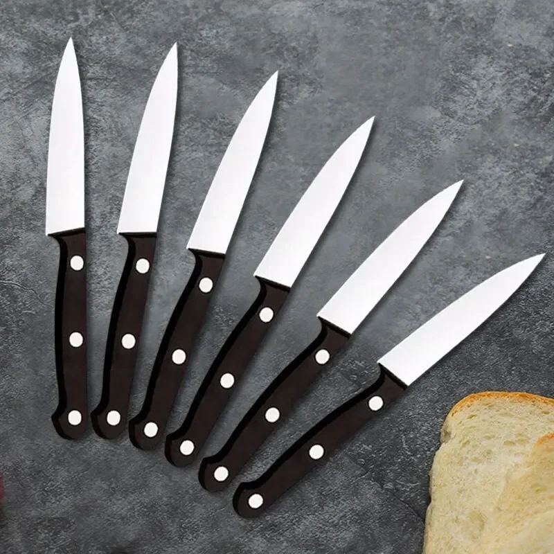 3/6Pcs Black Fruit Knife Kitchen Knife Professional Chef Knife Sharp Portable Kitchen Utensil Knife Peeling Anti-rust Anti-stick