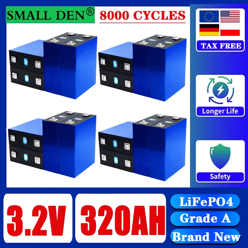 

16 pcs 320Ah LiFePO4 Rechargeable Battery with Lithium Iron Phosphate DIY 12V 24V 48V Electric Vehicle RV Marine Solar Duty Free