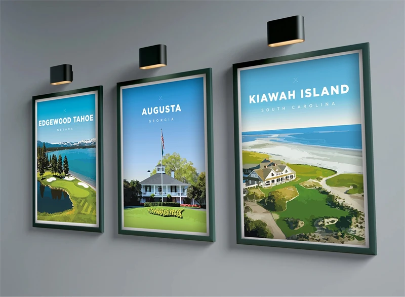 Golf Links Poster Aesthetic Nordic Minimalist Travel Landscape New York Golf Course Canvas Print Wall Art Home Decor Room Gift