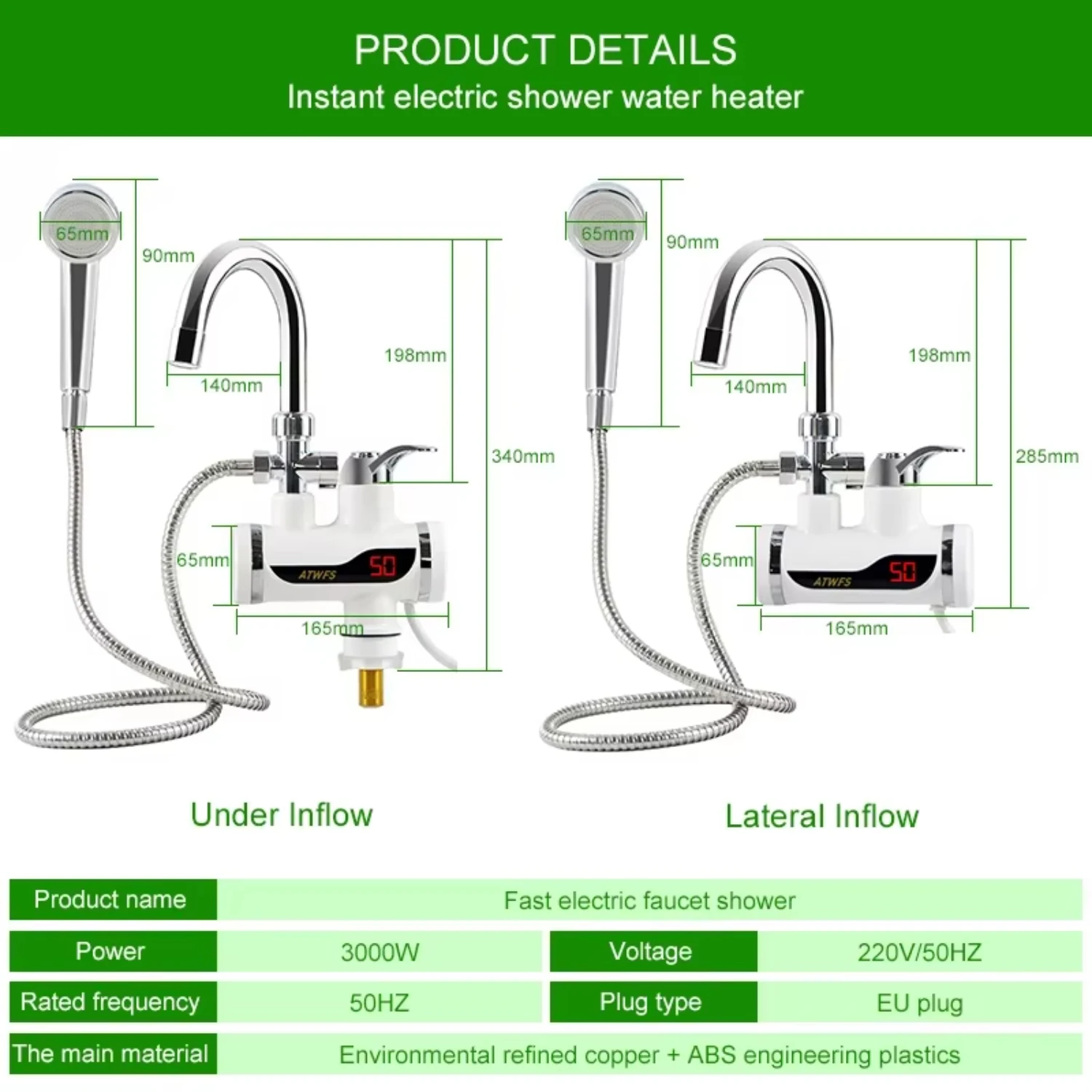 Instant Shower Water Heater Instant Hot Water Faucet Kitchen  Tap Water Heating Instantaneous Heater