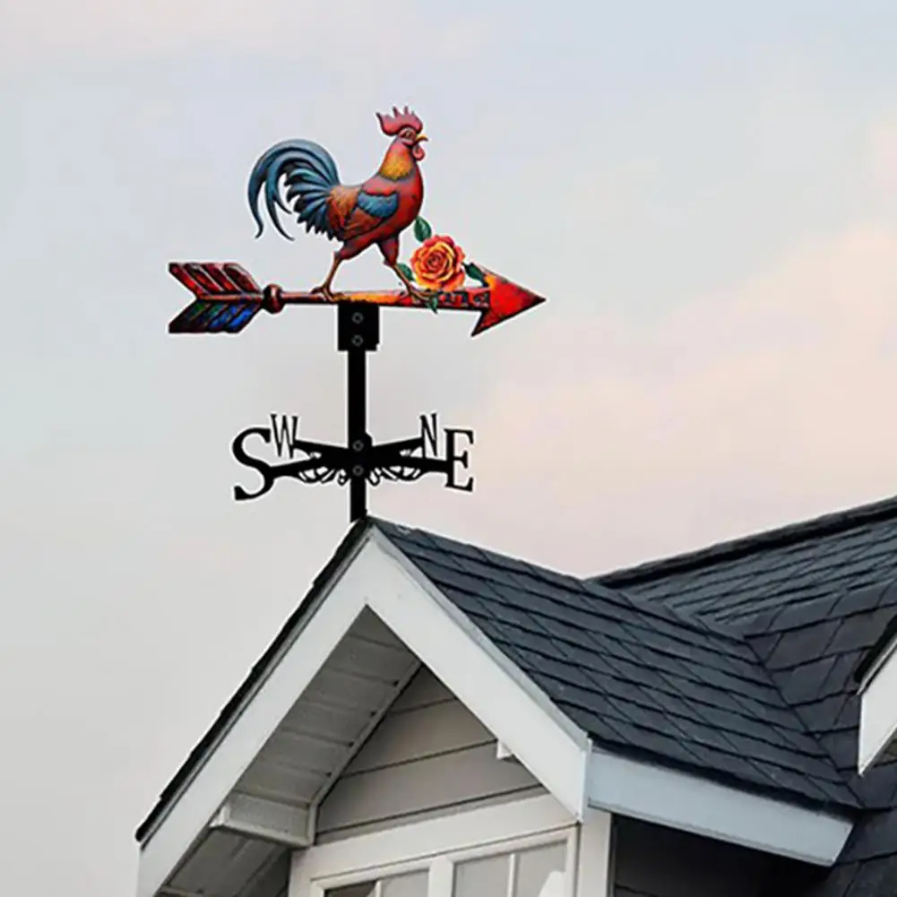 Chicken Weathervane, Metal Animal Weather Vane, Roof Mount Rooster Wind Vane for Outside Garden, Patio, Sheds Decoration view 2