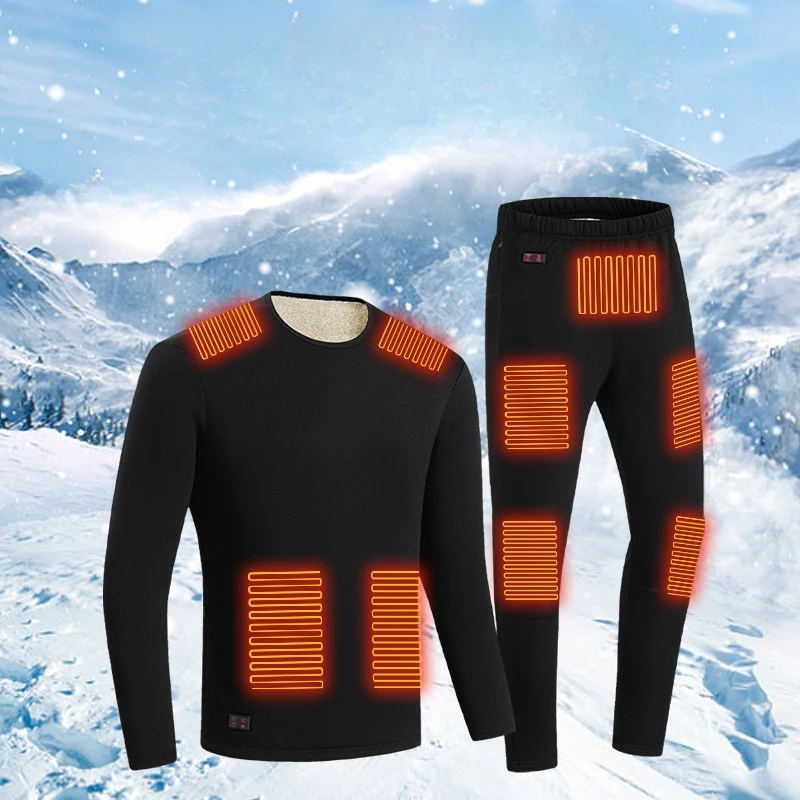 USB Electric Heated Thermal Underwear Set Man Thermal Long Sleeve