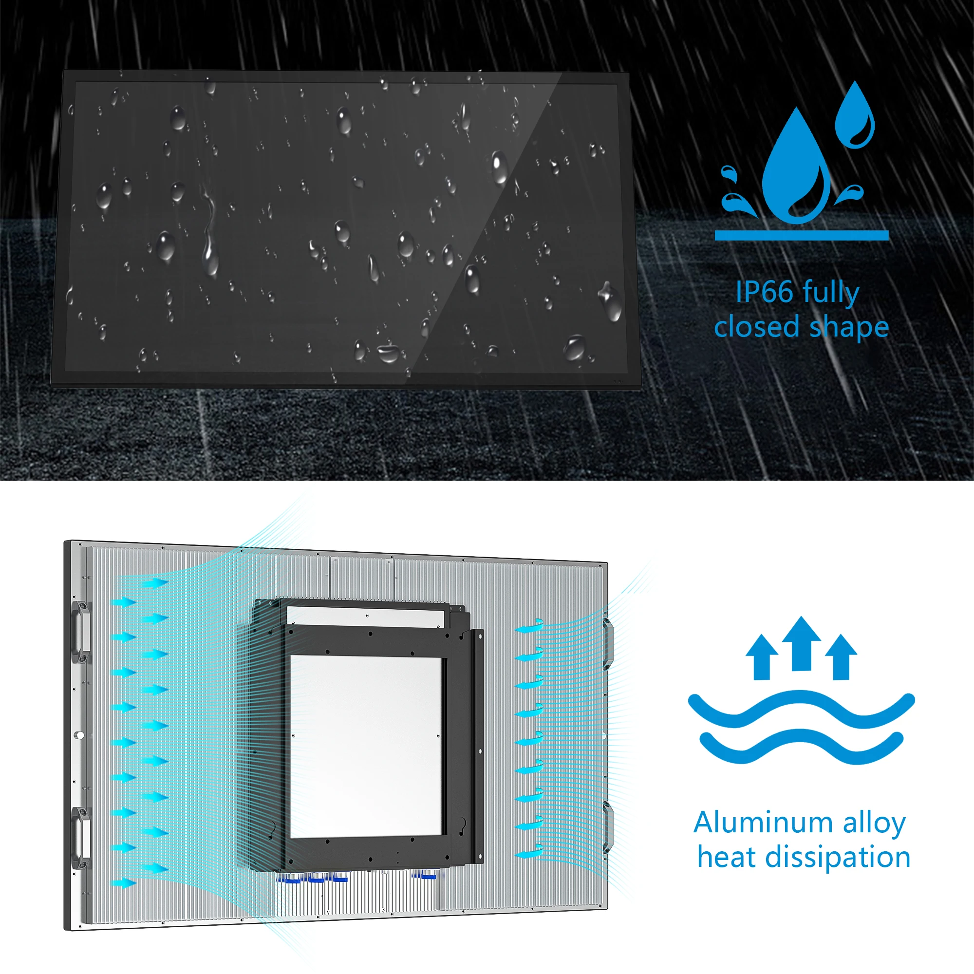 ทีวีกันน้ำขนาด 55 นิ้วโทรทัศน์ป้ายดิจิตอลทีวี