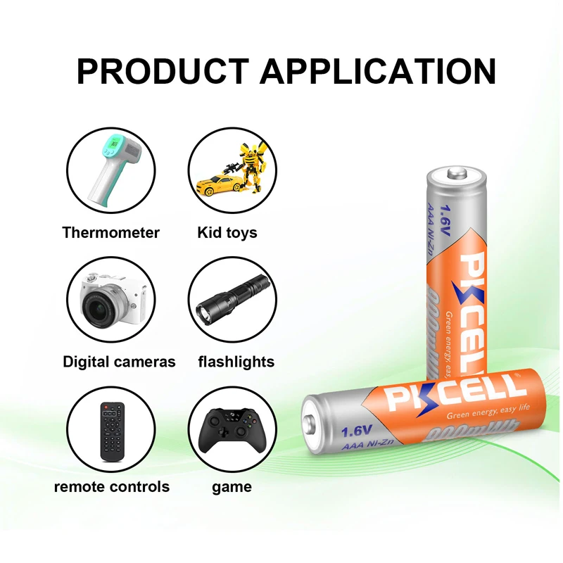 8 قطعة PKCELL 1.6 فولت AAA بطارية NIZN AAA بطاريات قابلة للشحن Ni-Zn 900mWh مع 2 قطعة AA/AAA بطارية عقد صندوق للعب كاميرا