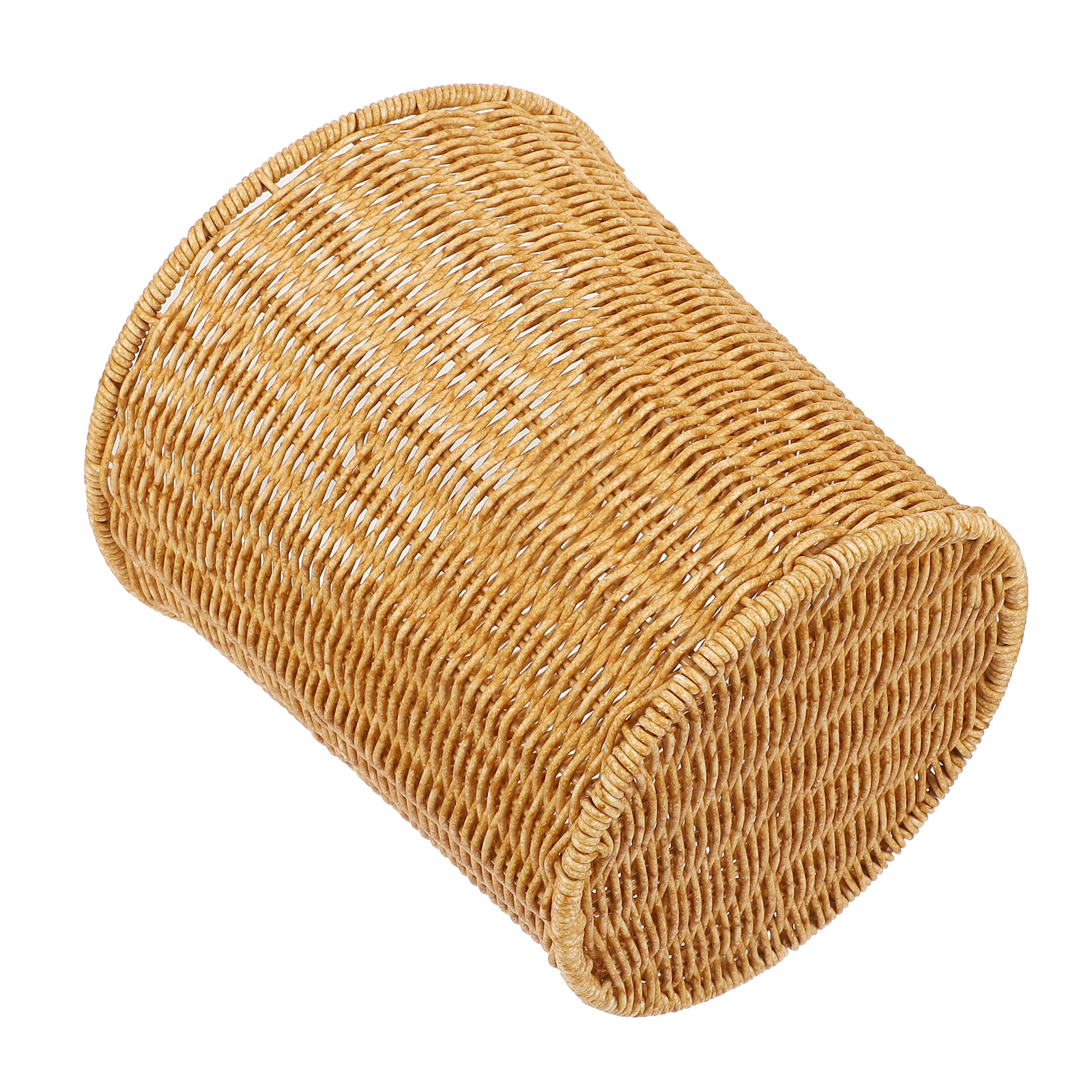 

Imitation Rattan Storage Bucket Plastic Woven Basket Trash Container Sweets Holder Multipurpose Home Use Long Lasting