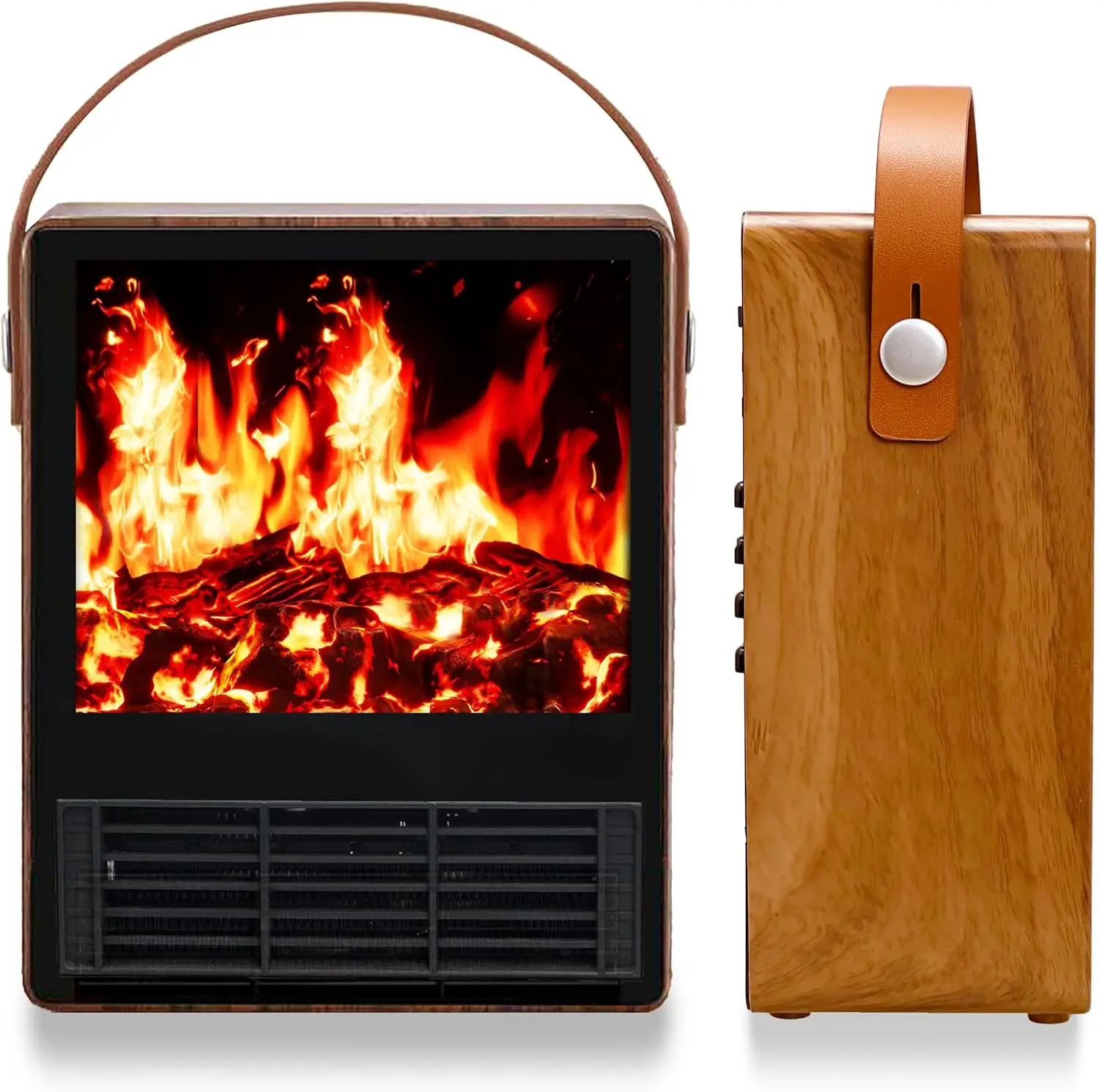

Electric Fireplace Heater 1500W, 3D Flame, Walnut Finish, Portable Space Heater for Home & Office