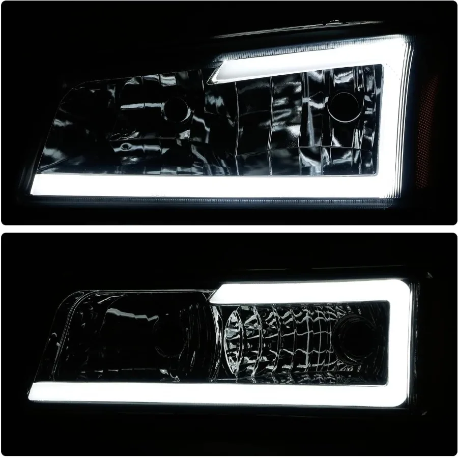 ثلاثية الأبعاد LED DRL العلوي الوفير مجموعة مصابيح ل 0306 سيلفرادو 15003500 1500HD 2500HD و Avalanche 1500 2500 كروم المدخن العنبر فيني #4