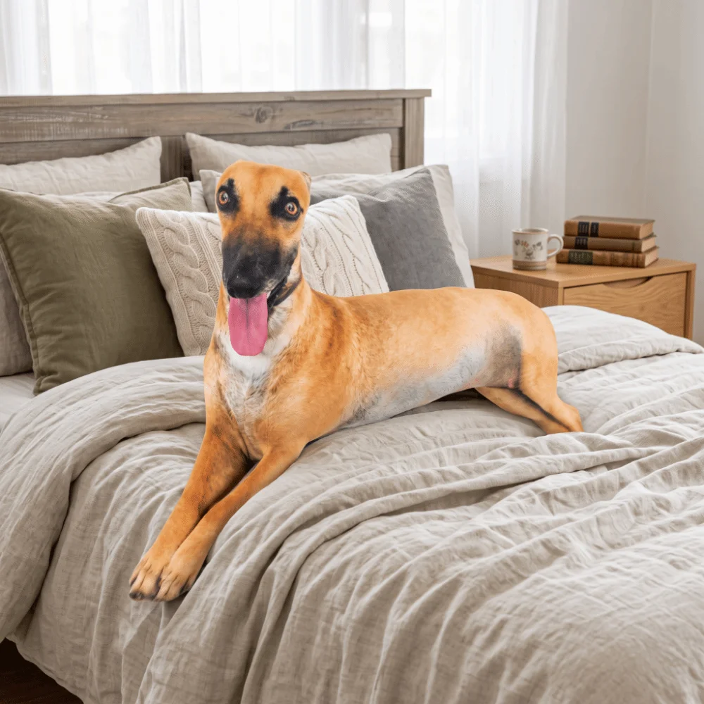 Realistic Simulated Greyhound Pillow 3D Printed Long Bolster Stuffed Puppy Dog Kawaii Brown Plush Pillow Sleeping Companion