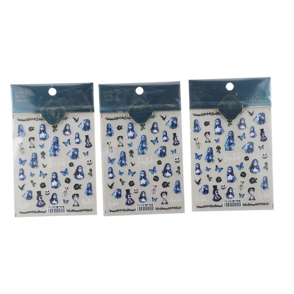 

Thin Corpse Bride Abstract Girl Butterfly DIY Nail Art Decoration 3D Engraved Nail Sticker Manicure Decals Nail Polish Sticker