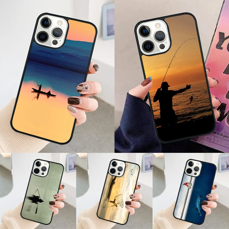 Bass Fishing Lake Sunset Fisherman phone case Cover For iPhone 14 15 16 Pro Max SE2020 For apple 11 12 13 Pro Max Mini 8 Plus