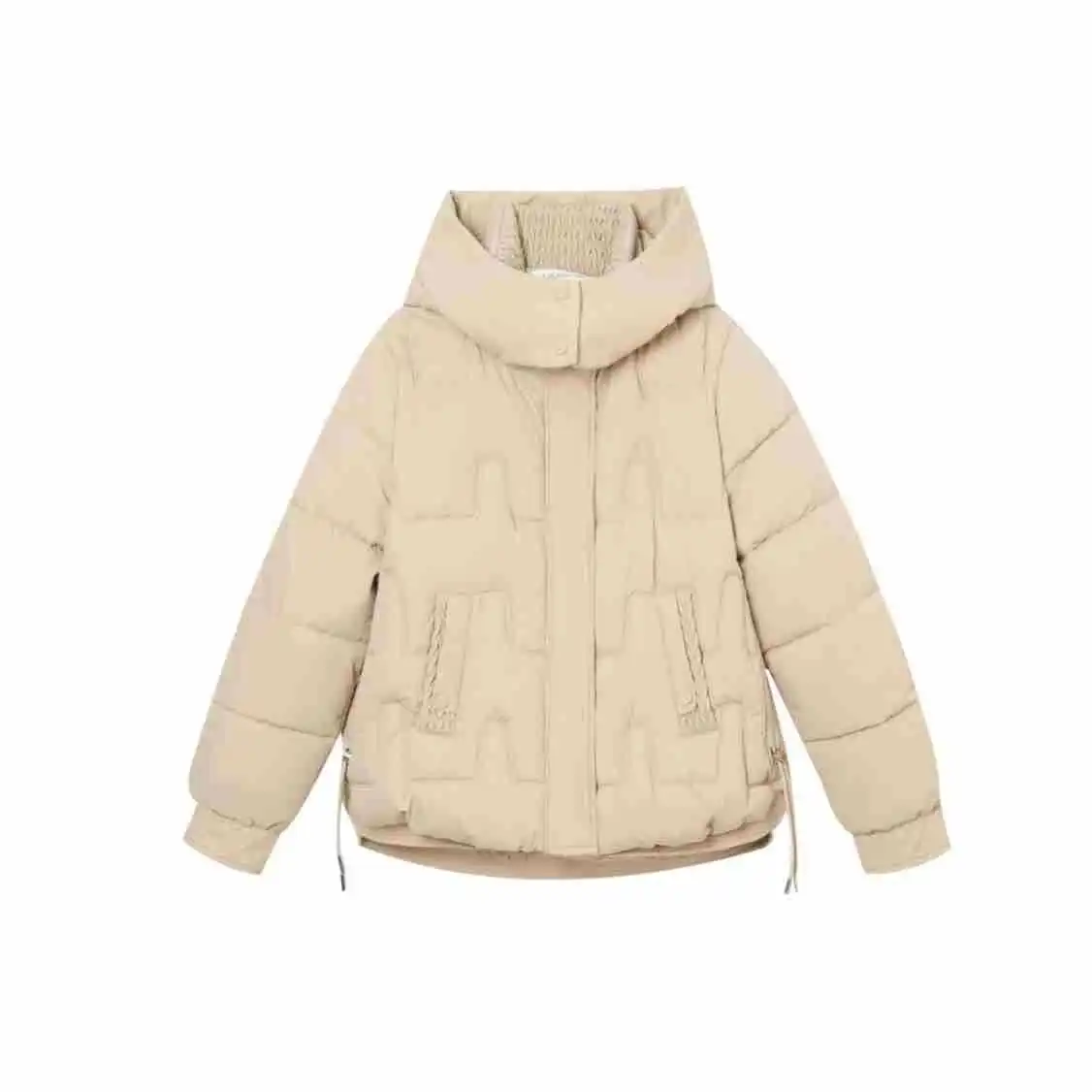 Inverno feminino acolchoado jaqueta geométrica impressão sólida zíper gola acolchoado casaco para feminino recortado minimalsit casaco da senhora