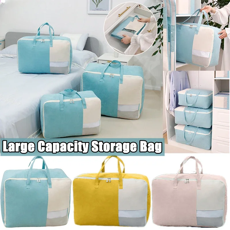 

Foldable Quilt Storage Bag Home Clothes Quilt Pillow Blanket Storage Bag Travel Luggage Organizer Bag 1pc