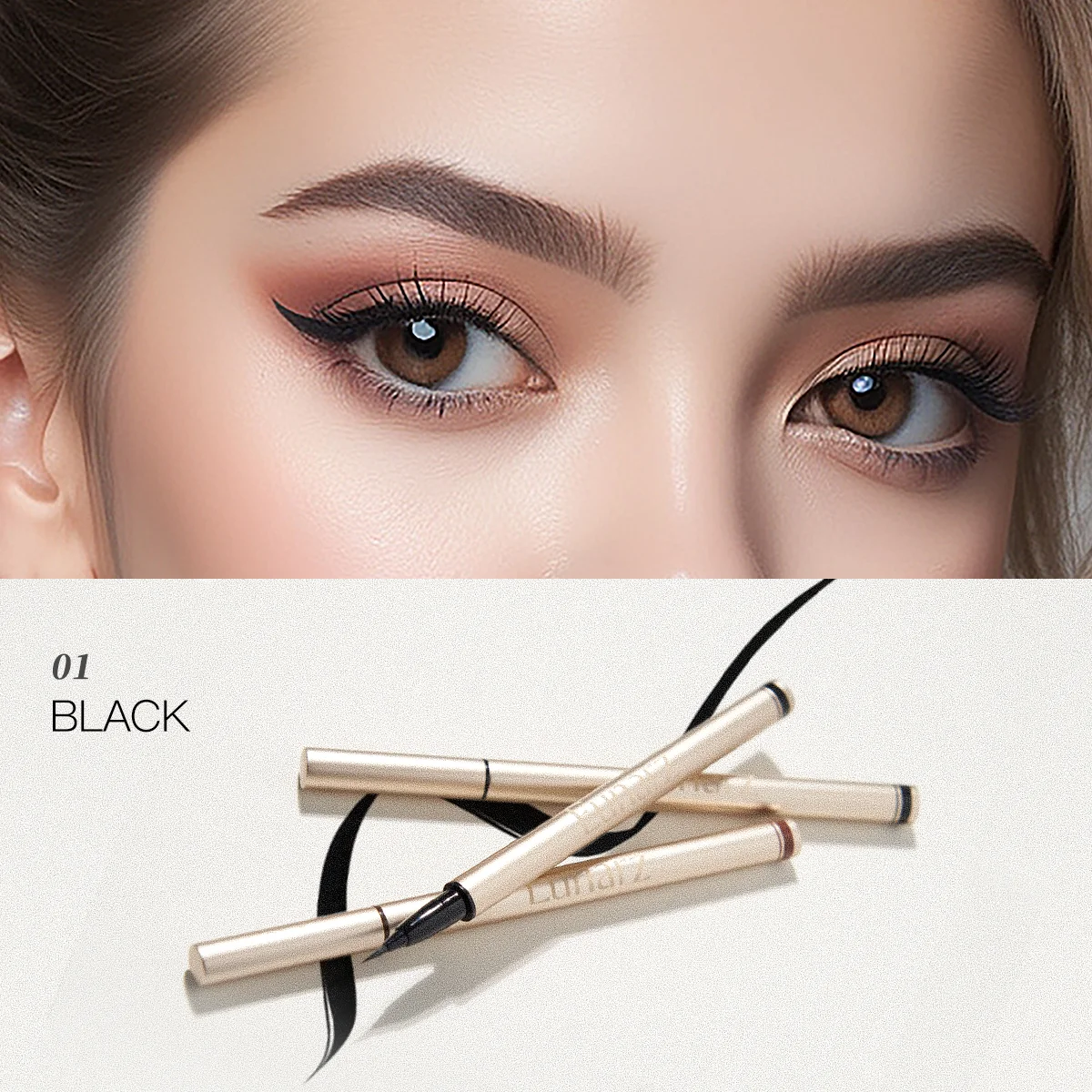 

EUNARZ Gel Eyeliner Pencil Alcohol Gold Series Silky Texture Easy Coloring Smudge Proof Long Lasting Cosmetic