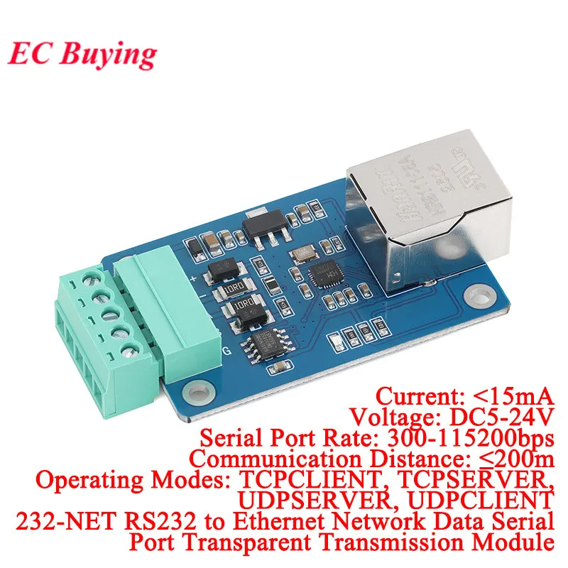 RS232 232 Serial to Ethernet UART to Ethernet Serial Data Transparent Transmission CH9120 RS232-NET Network Module TCP UDP Serve