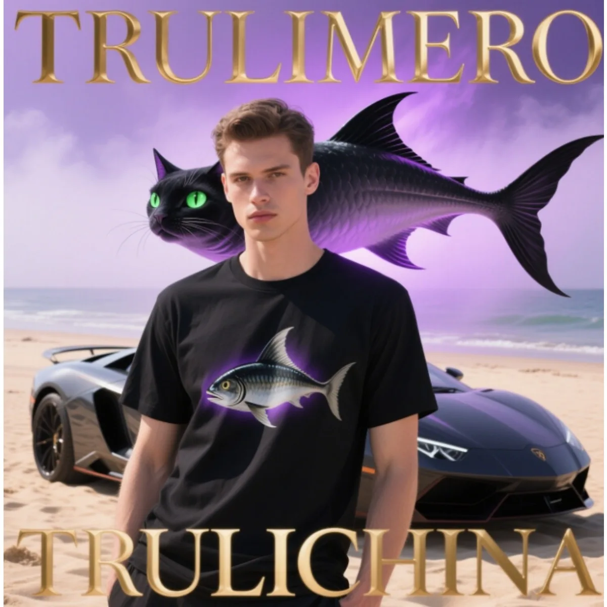 

Забавный мем Trulimero Trulichina, мужская футболка с принтом «Кошачья рыба», американская футболка с принтом Brainrot, мужская и женская модная хлопковая футболка
