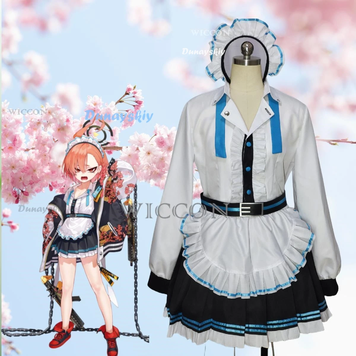 

Game Blue Archive Mikamo Neru Cosplay Costume Suit Lovely Maid Dress Uniform Costume Halloween Carnival Party Role Play Outfit