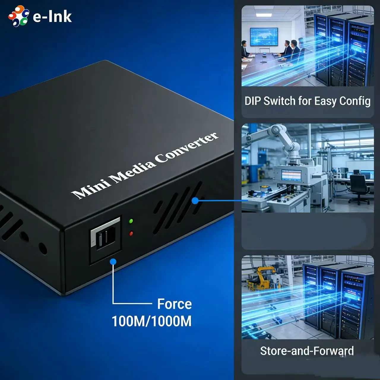 Mini 2x 10/100/1000Base-T RJ45 to 1x 1000Base-X SFP Slot Gigabit Ethernet Media Converter