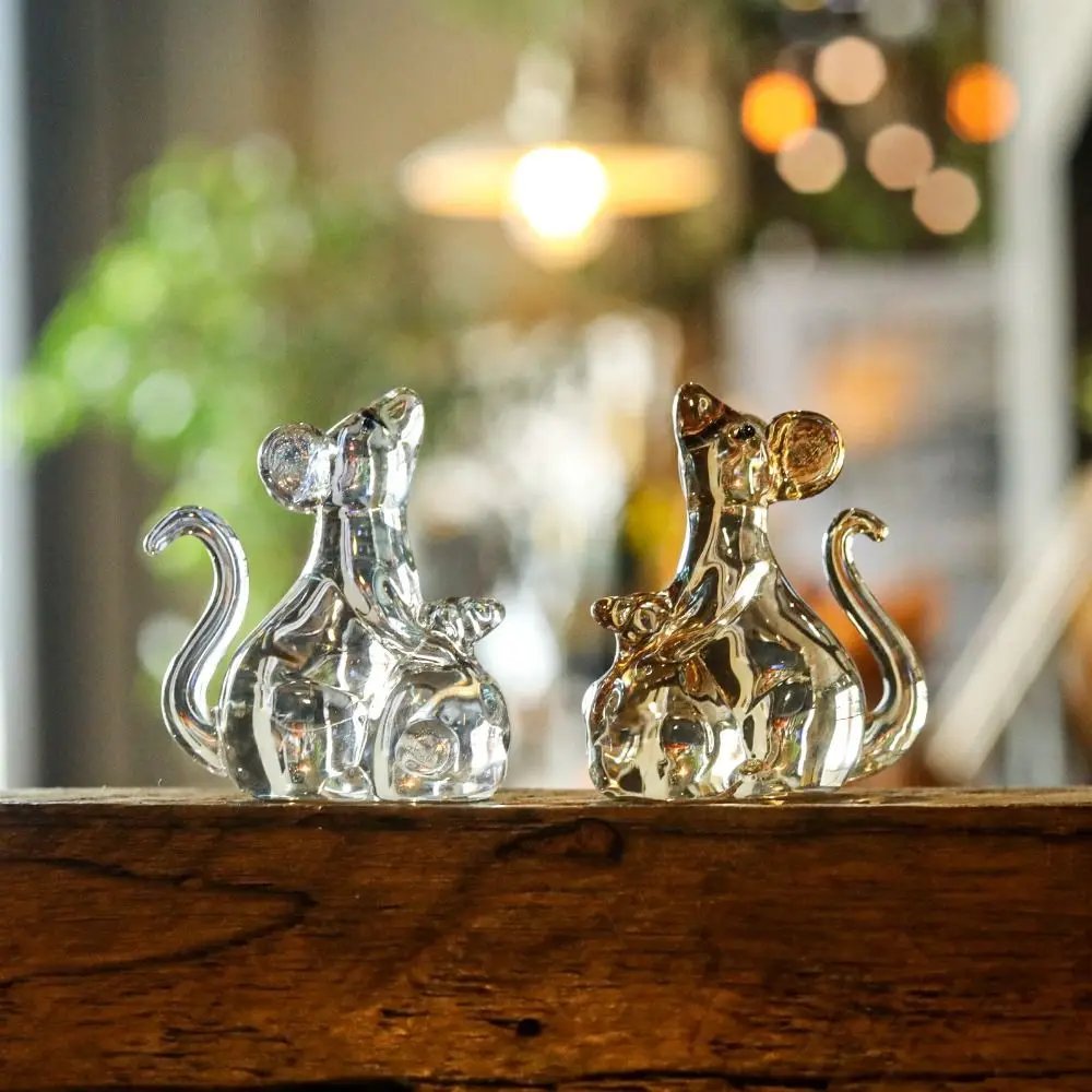 

Beautiful Lucky Mouse Rat Figurine Exquisite Attracting Wealth Crystal Rat Ornament Creativity Cartoon Animal Model Living Room