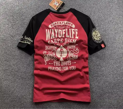 Camiseta japonesa con tatuaje Ukiyoe para hombre, camisetas de motociclista con estampado de letras, camisetas de manga larga de algodón para verano