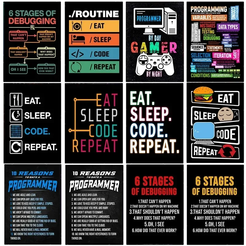 Abstract Programmer Gamer Artwork Canvas Painting Inspirational Wall Art Pictures for Living Room Home Decor