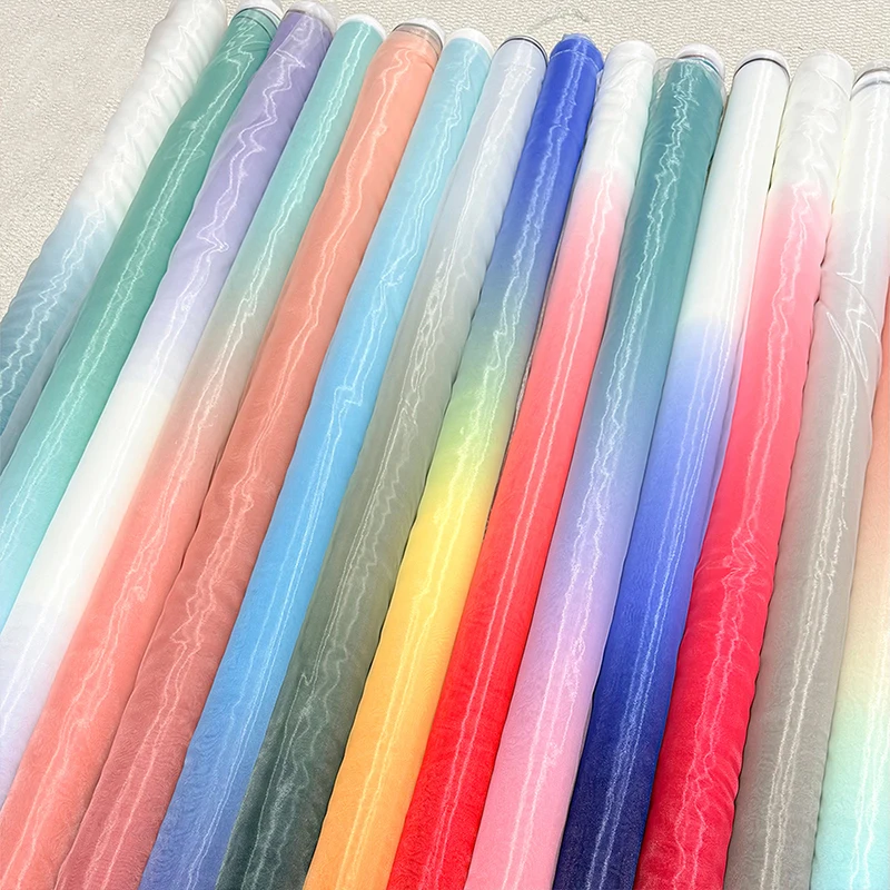 1m Gradient Soft Sheer Fabric for Hanfu Traditional Chinese Dress Ancient Style Clothing DIY Sewing Background Decoration Cloth