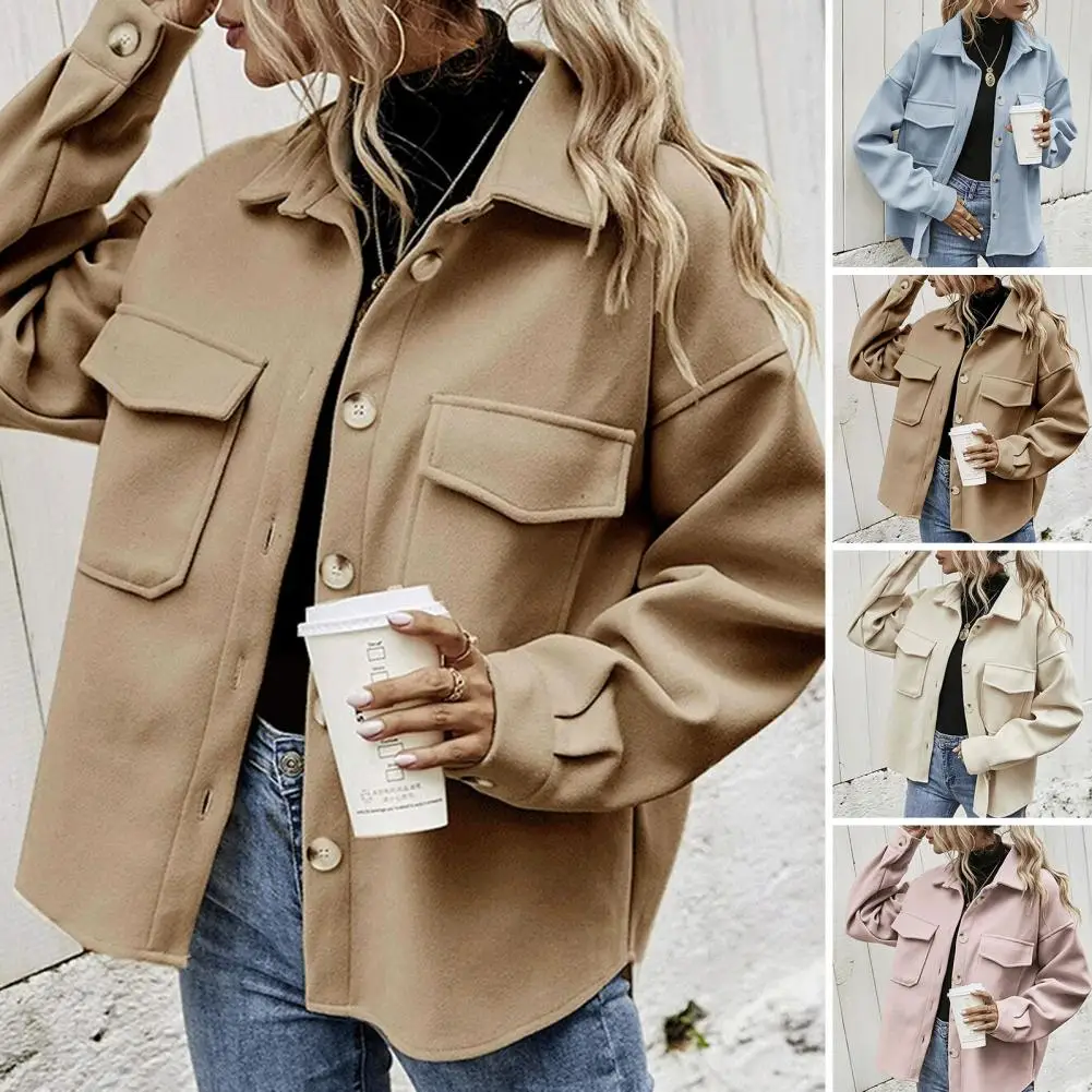 Women Thick Coat Stylish Fall Winter Women's Cardigan Coat with Single-breasted Button-down Design Thickened Material for A