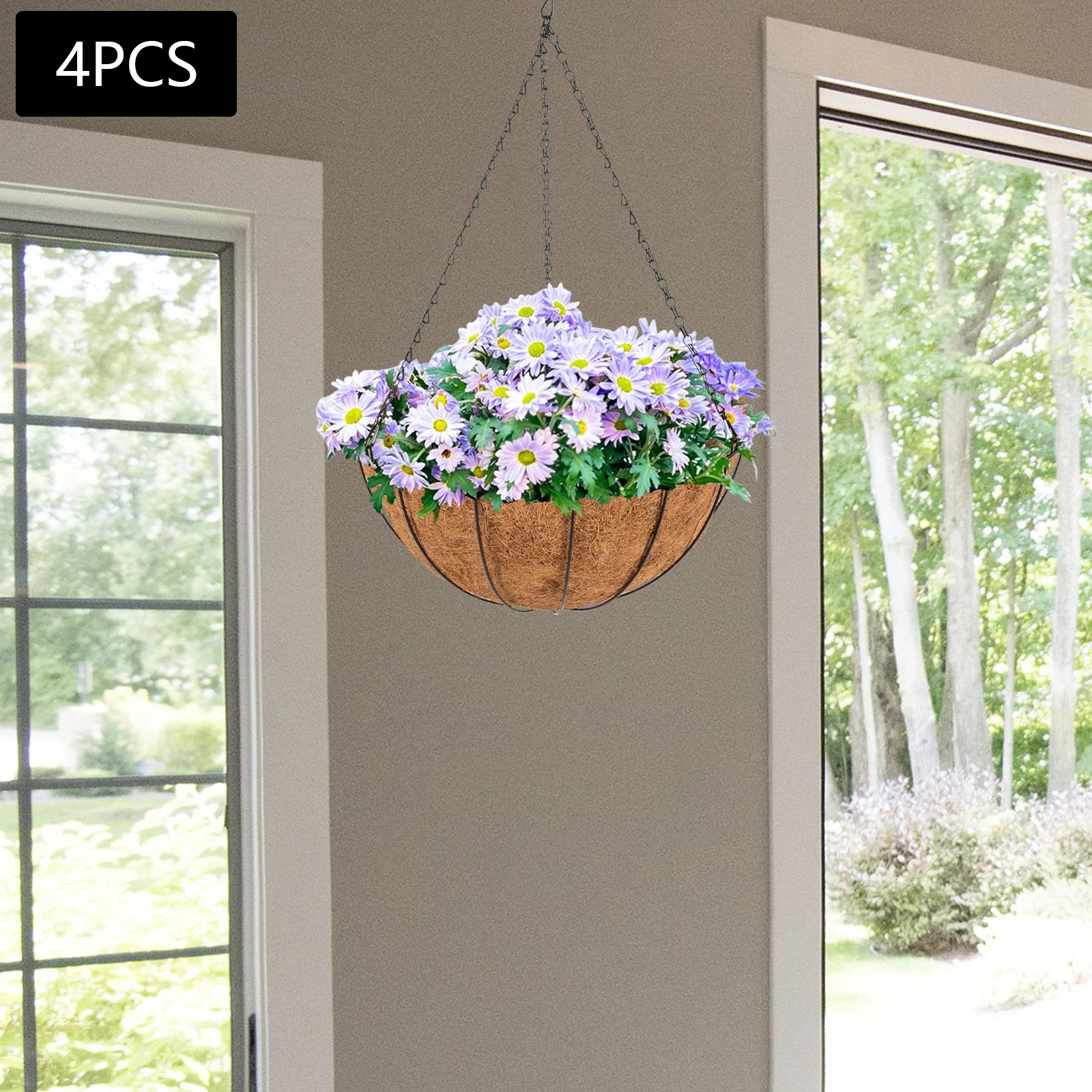 

16-Pack Large Outdoor Hanging Planters w/ Drainage Holes, Plastic Flower Pots for Patio, Garden Decor - Durable Garden Planters