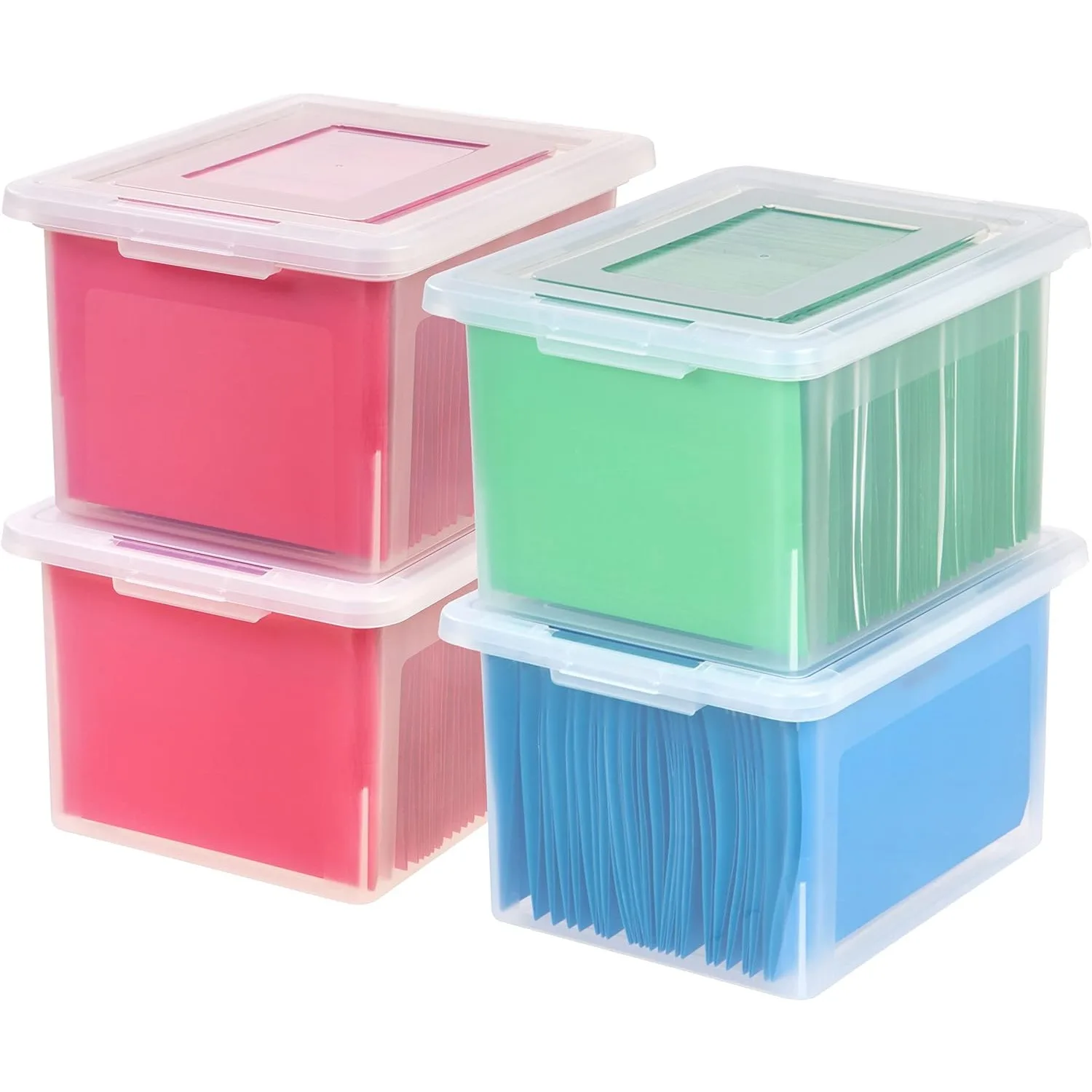 

IRIS USA File Box File Organizer Plastic Box for Letter/Legal File BPA-Free Plastic Storage Bin Tote Organizer with Durable