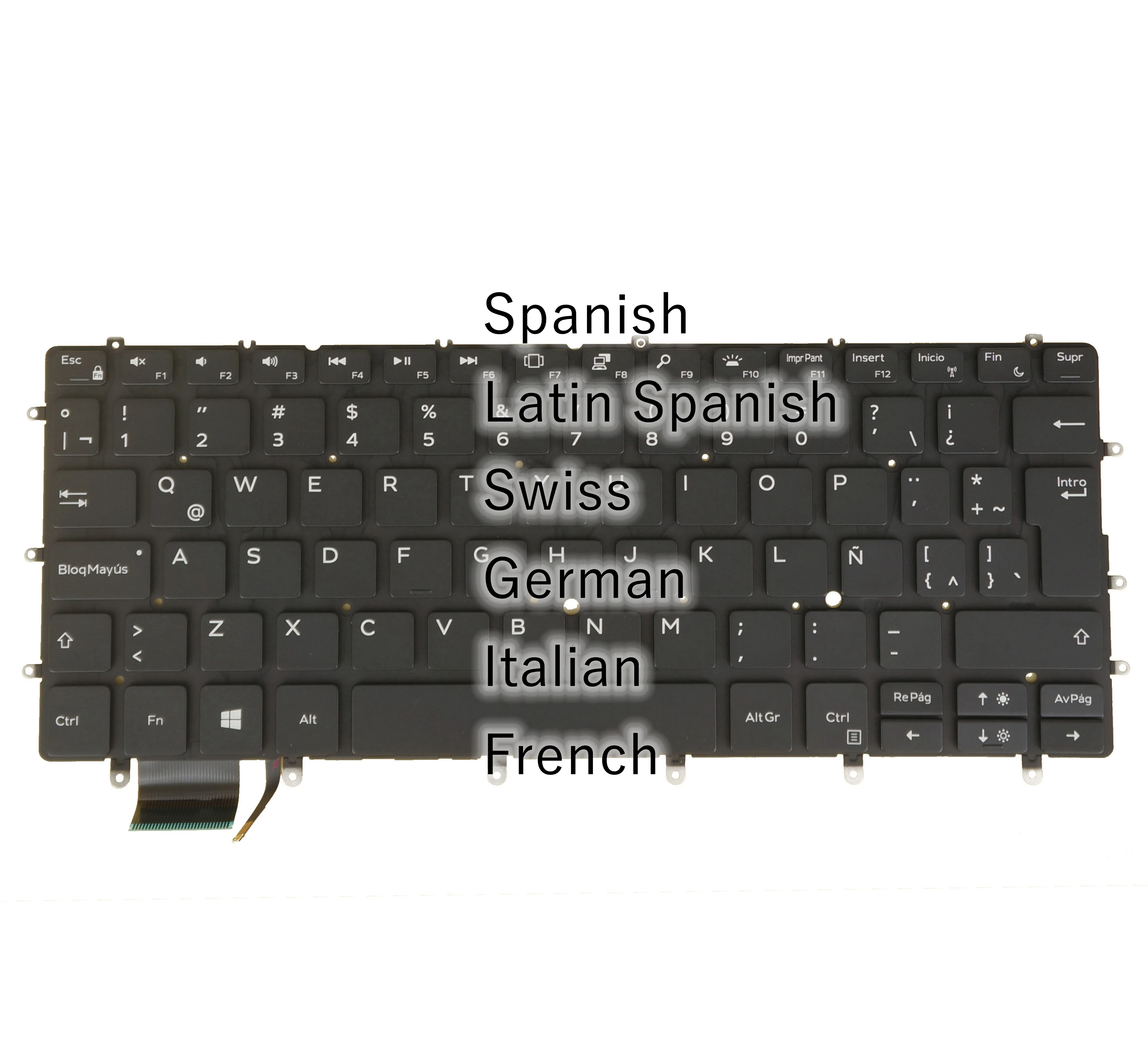 Teclado español suizo alemán francés italiano para DELL XPS 9370 9380 9305 7390 0K2NCP 0RD0CJ 09NY07 0D1TFD 05J7MC 05JYGK retroiluminado