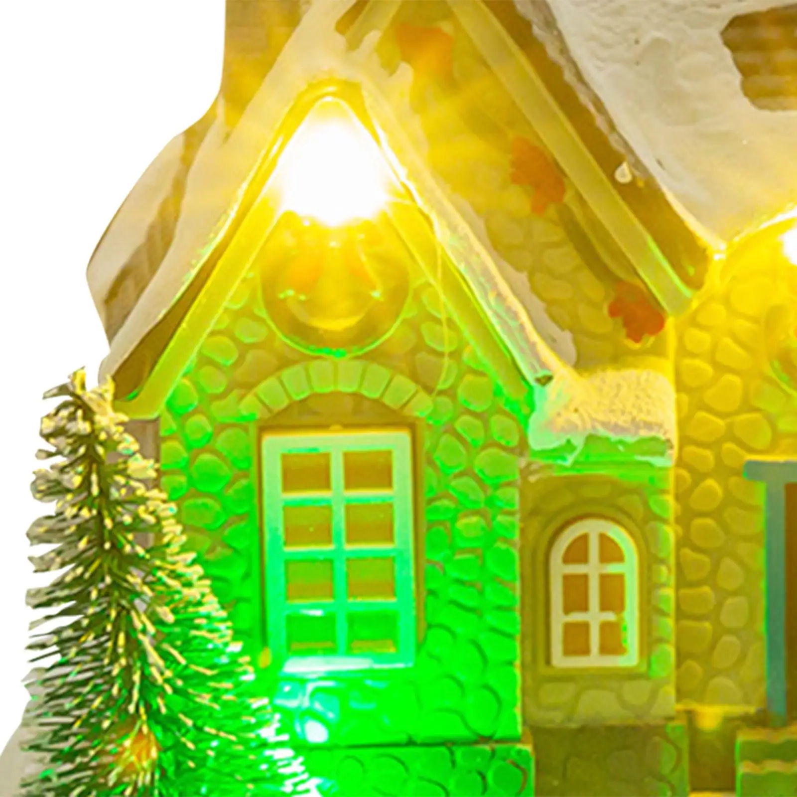 Lighted up Christmas Village House Miniature Landscape Christmas Scene House for Cabinet Office Indoor Outdoor Living Room Shelf