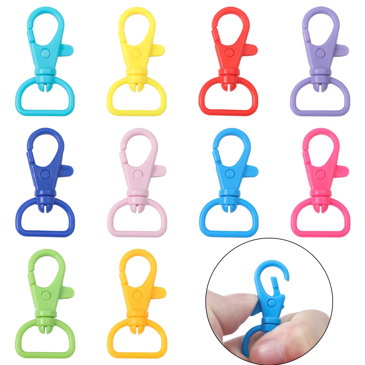 2Pcs color plastic 360 degree activity keychain DIY jewelry accessories work permit hanging buckle hanging rope material