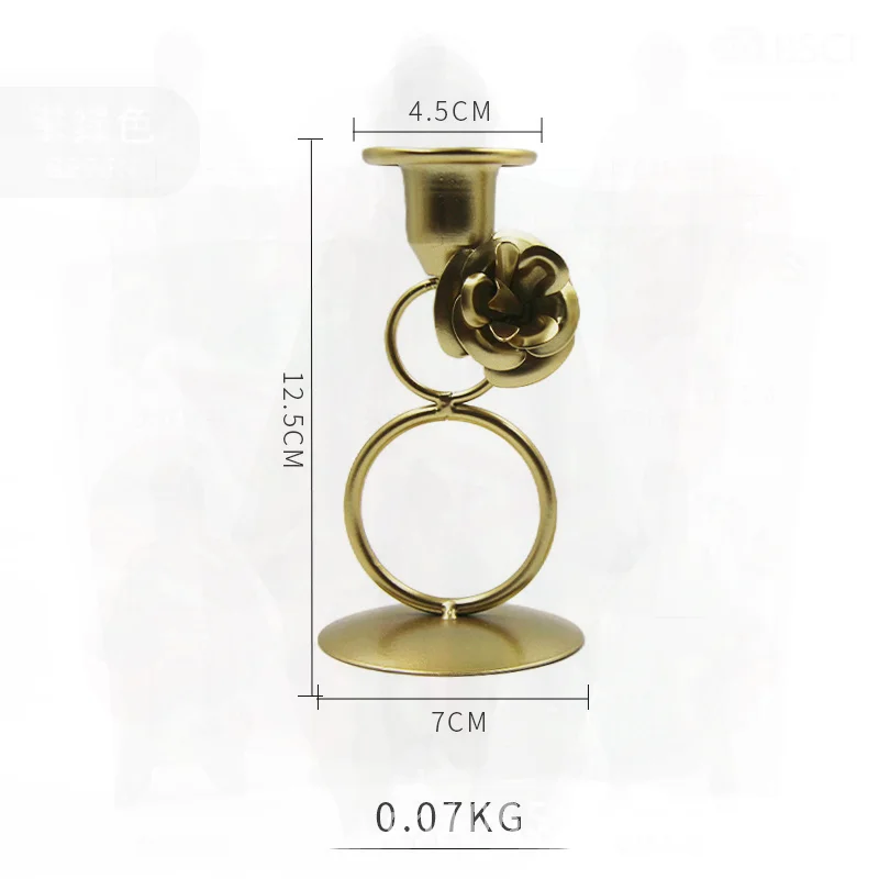 European-Style Golden Romantic Iron Candlestick Iron Flower Party Wedding Table Decoration Ring