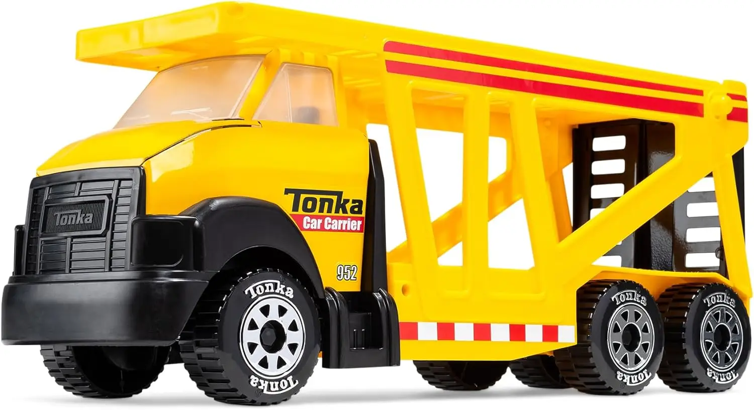 Classic Car Carrier Toy with Steel and Sturdy Plastic, Friction Powered for Ages 3+, Big Construction Truck Gift for Holidays