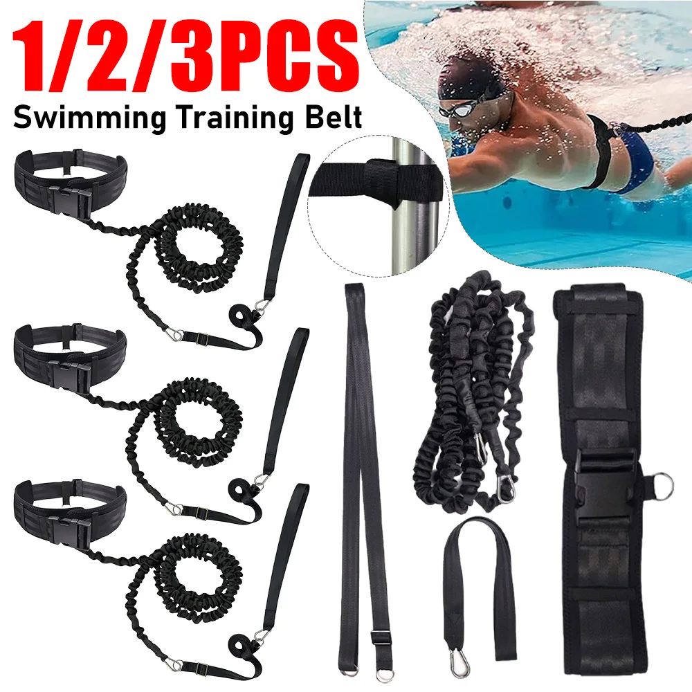 1-3 Cinturones de entrenamiento de natación, correa de sujeción para piscina, cinturones de entrenamiento de natación estacionarios, cinturón de resistencia acuática, accesorio de natación