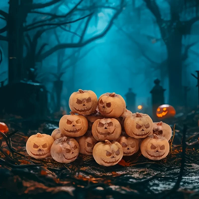 6/10 Pieces Miniature Pumpkin Figurines Decorative Fairy Halloween Garden Adornments Resin for Desk Outdoor Garden Home Party
