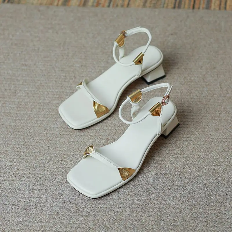 كرازينغ وعاء جلد الغنم كعب عالي مكتنز مشبك الأشرطة مكتب سيدة اللمحة تو فستان موجز مختلط اللون يؤرخ النساء الصنادل #3