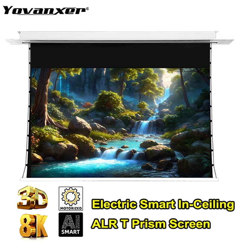 

72-110 inch AI Intelligent Ceiling Embedded ALR T prism Electric Upgraded Projection Screen With Voice Function For Home Theater