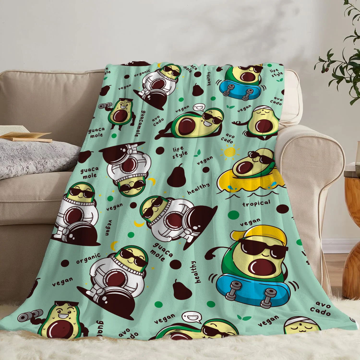 الأفوكادو الإبداعية رمي بطانية الفانيلا طباعة بطانية سوبر لينة مريحة أريكة قيلولة بطانية المنزل بطانية الكمال هدية المنزل لها #5