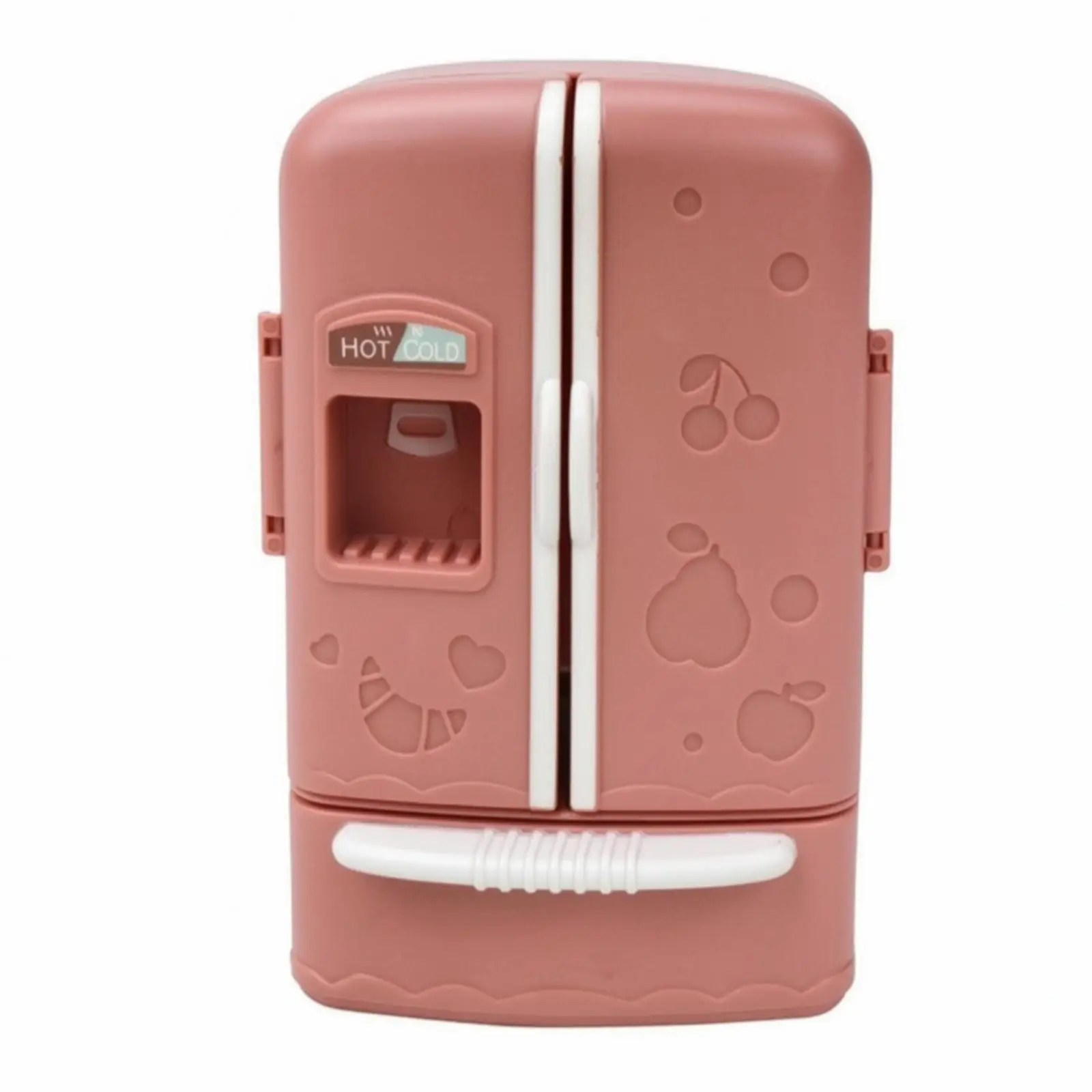Miniature Double-Door Refrigerator Compact Dollhouse Refrigerator with Drawer Lightweight Mini Fridge with Beverage Dispenser