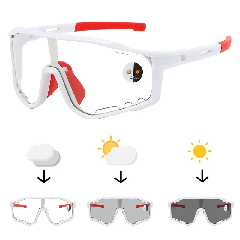 

Outdoor Sports One-piece Sunglasses for Men Women Windproof Cycling Skiing Fishing Sun Glass Photochromic UV Protection Eyewear