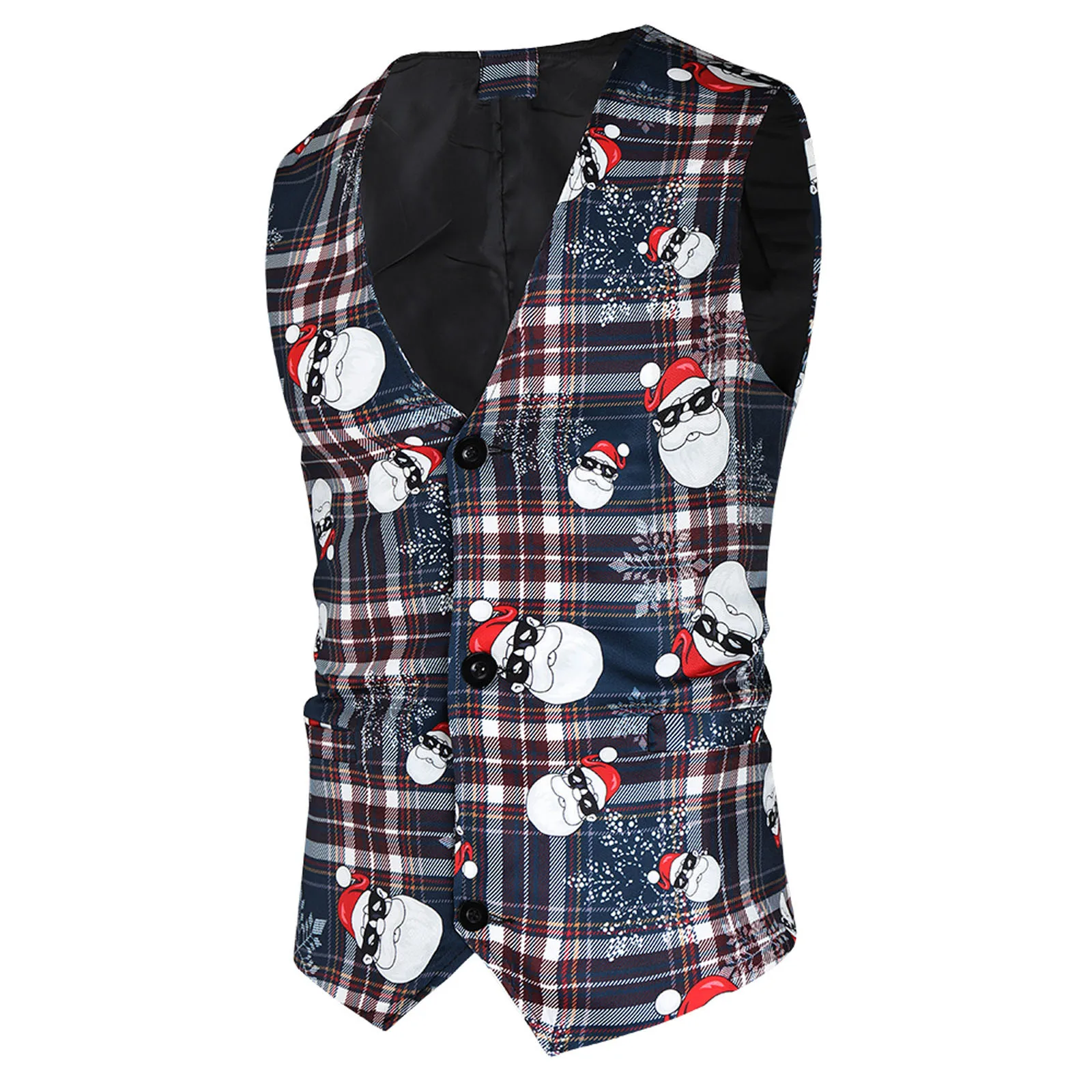 

Men's Christmas Suit Vest Single-Breasted Tank Holiday Festival Xmas Elk Snowflakes Printed Jacquard Waistcoat Halloween Party ﻿