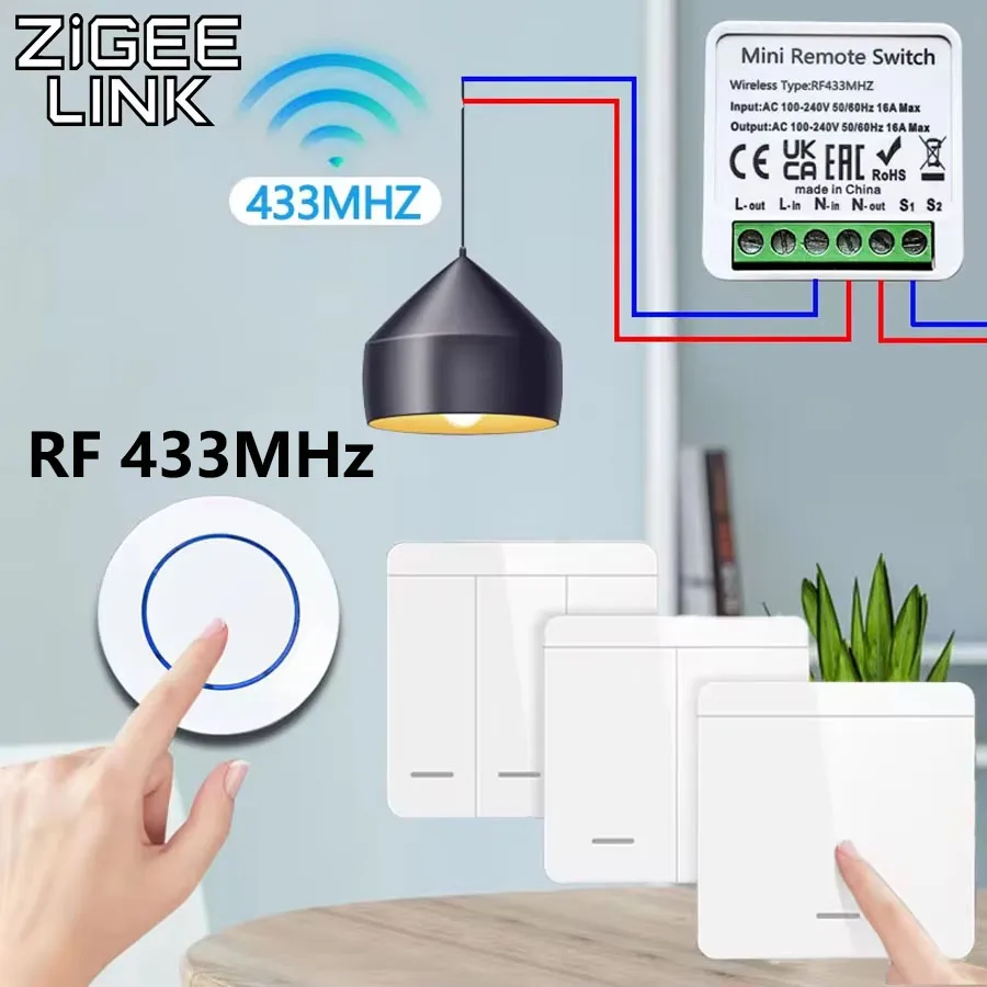 Interruptor inteligente rf 433mhz, controle bidirecional, faça você mesmo, controle remoto sem fio, interruptor de luz, relé 16a, receptor, módulo de automação para lâmpada led