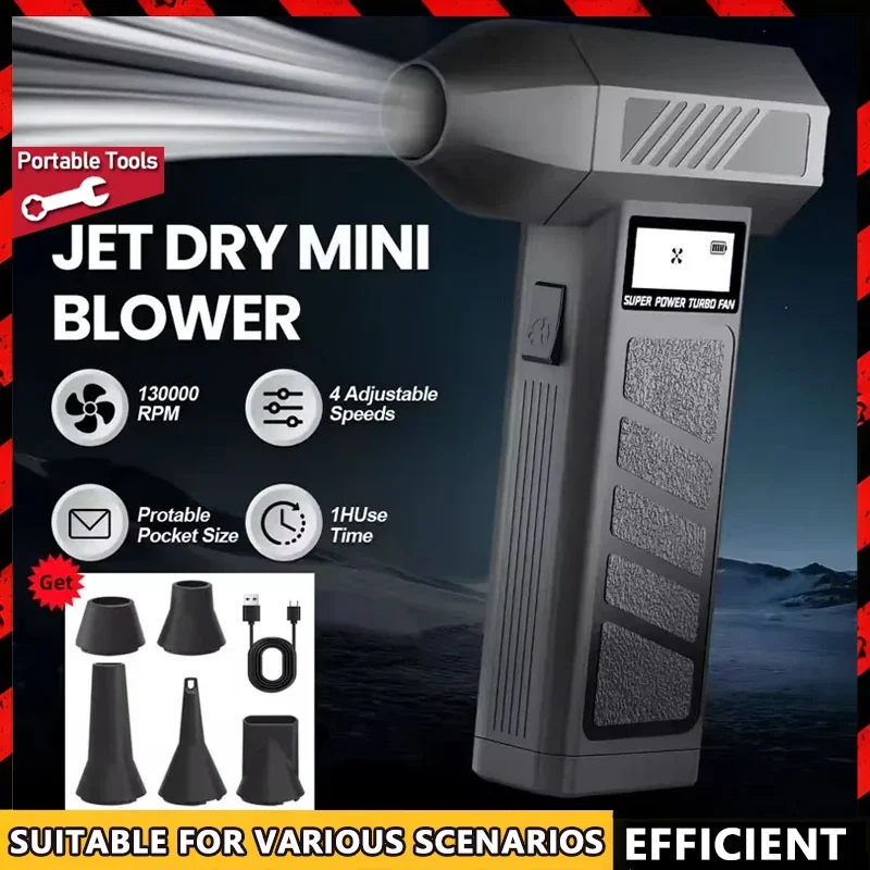 

Беспроводная воздуходувка-пылесос Hurricane 990000 об/мин, высокоскоростной мощный вентилятор, 4-скоростной регулируемый турбовентилятор