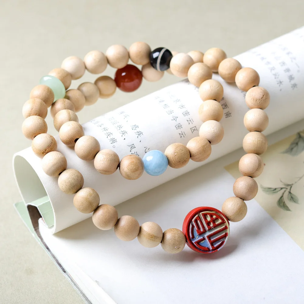 

mahogany double circle New Year's Eve bracelet Wenchuan Zhuzha Fu Chinese national style ladies to ward off evil spirits string