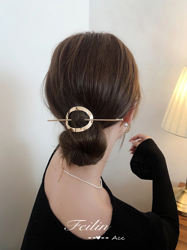 Gold Silver Color Fashion Geometric Hair Sticks For Women Pearl Pendant Hair Clips Girls Korea Jewelry Circel Hairpins Headwear